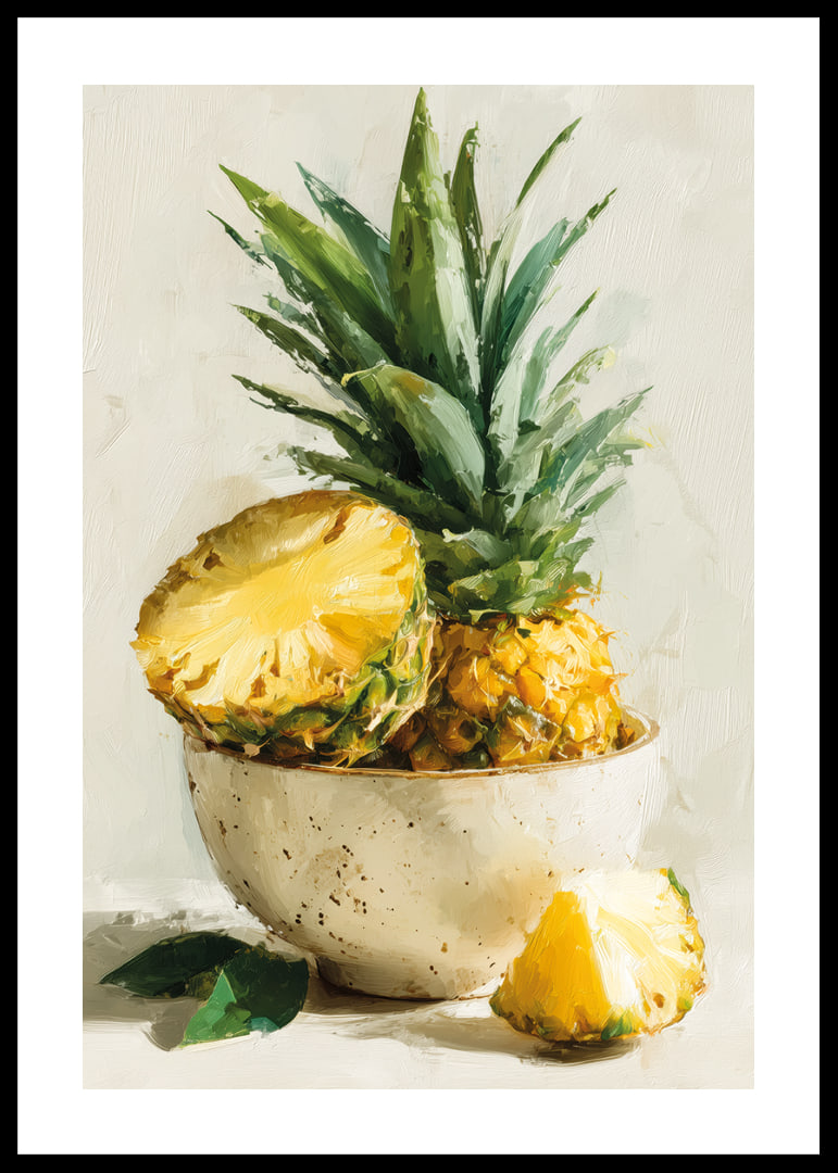 Levande ananas i konstnärlig oljestil skapar tropisk fräschhet-12