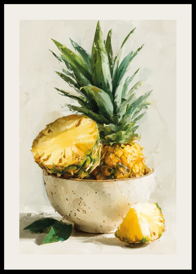 Levande ananas i konstnärlig oljestil skapar tropisk fräschhet-12