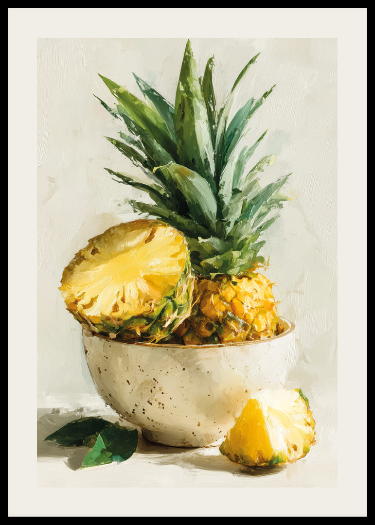 Livlig ananas i kunstnerisk oliestil skaber tropisk friskhed-12