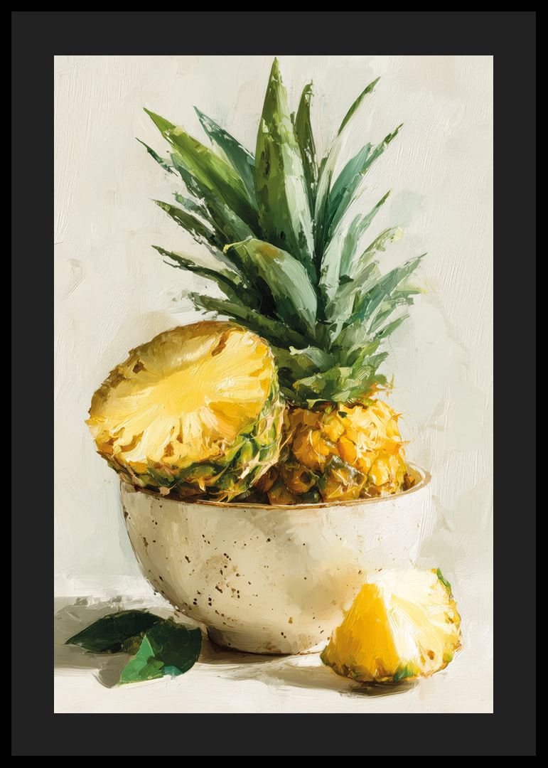 Levande ananas i konstnärlig oljestil skapar tropisk fräschhet-12