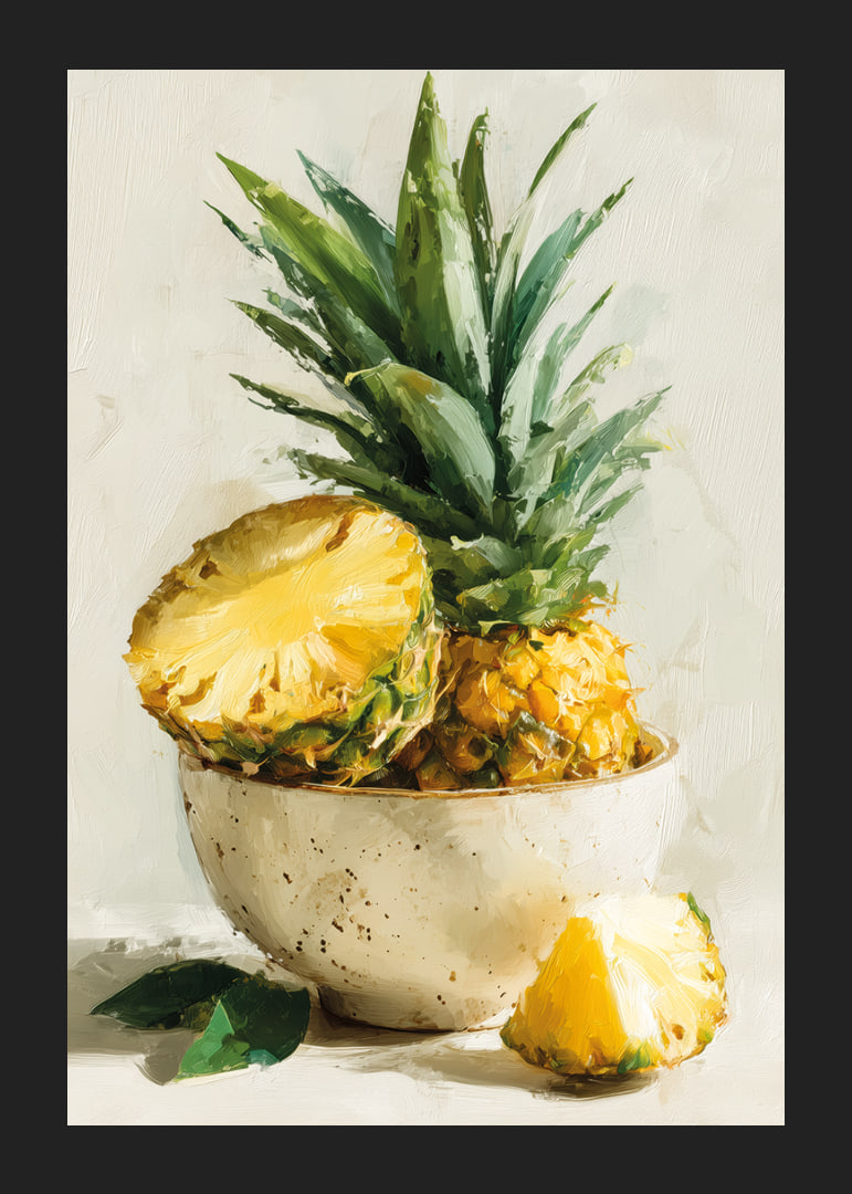 Levande ananas i konstnärlig oljestil skapar tropisk fräschhet-12