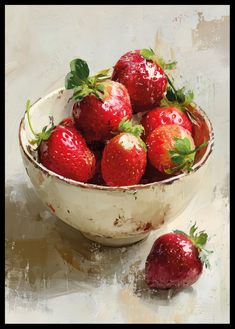 Des fraises fraîches resplendissent dans un bol rustique, empreint d'une ambiance estivale.-12