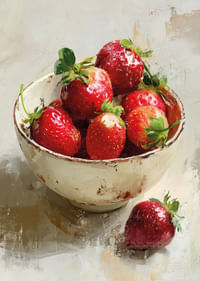 Des fraises fraîches resplendissent dans un bol rustique, empreint d'une ambiance estivale.-3