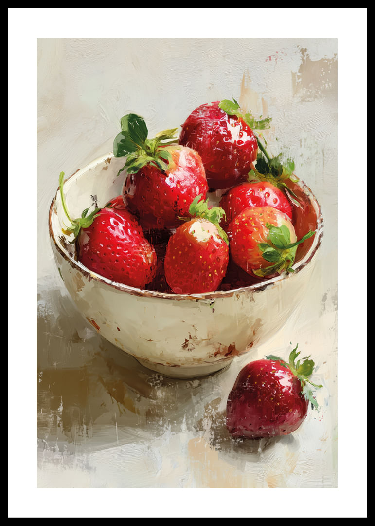 Des fraises fraîches resplendissent dans un bol rustique, empreint d'une ambiance estivale.-12