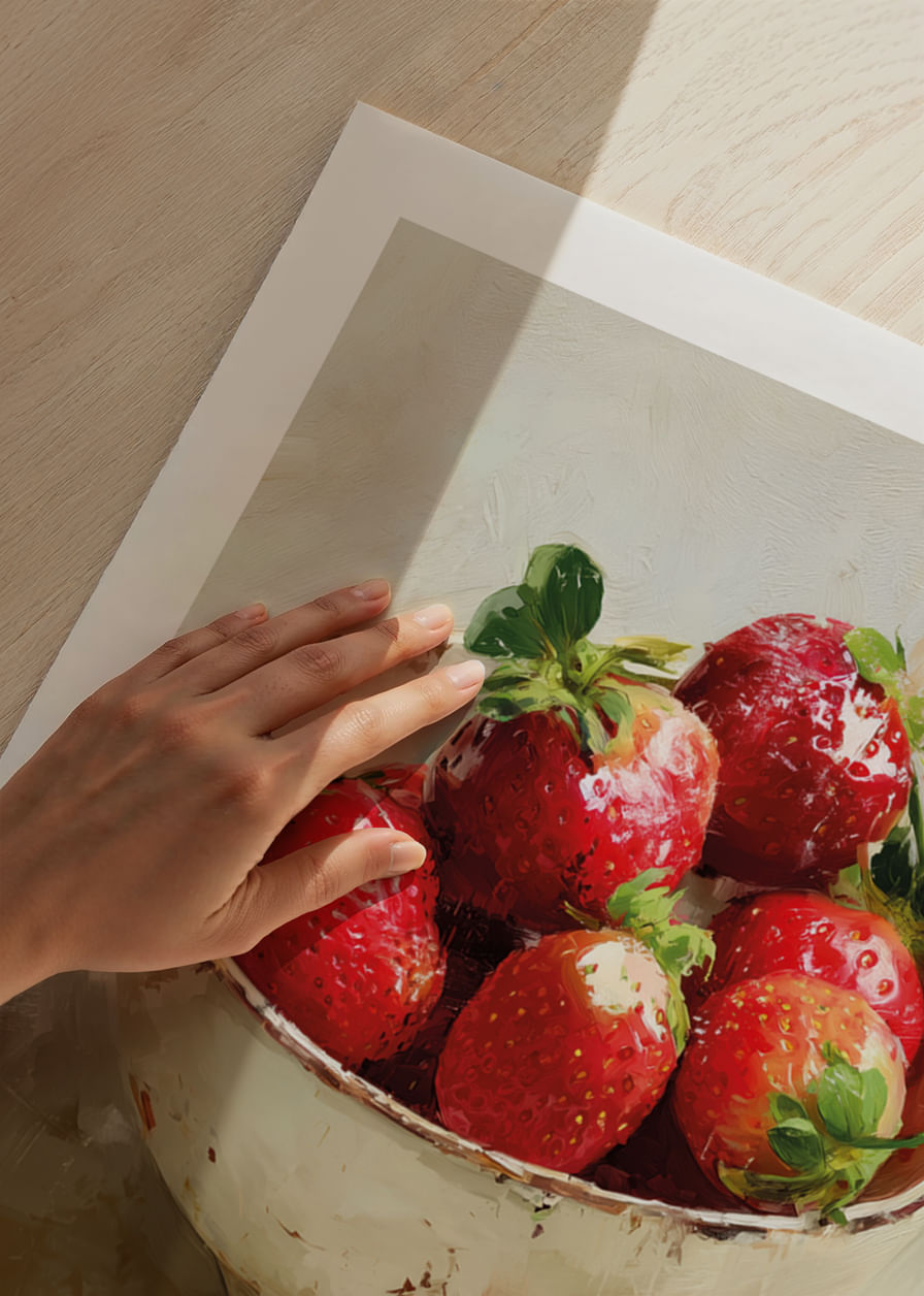 Des fraises fraîches resplendissent dans un bol rustique, empreint d'une ambiance estivale.-12