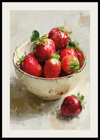 Friska jordgubbar lyser i rustik skål, fylld av sommarkänsla-2