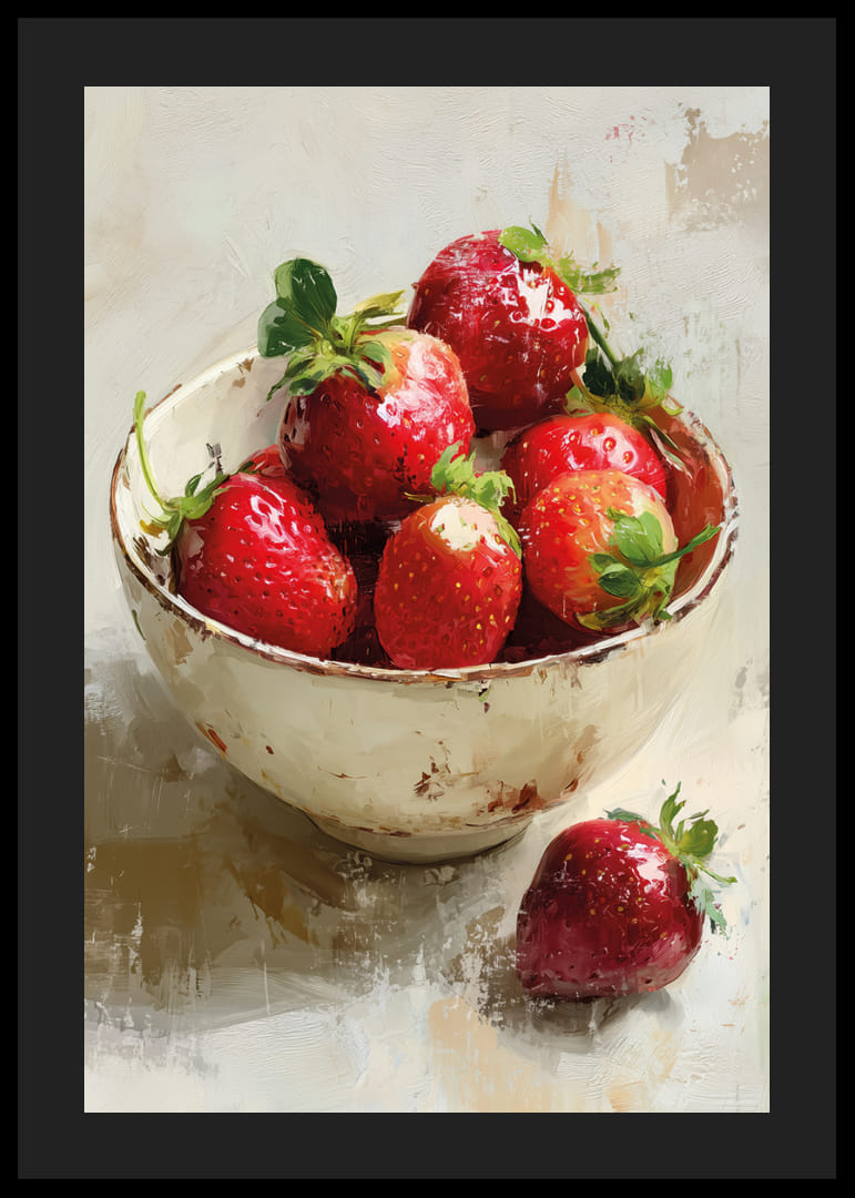 Friska jordgubbar lyser i rustik skål, fylld av sommarkänsla-12