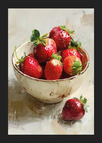 Friska jordgubbar lyser i rustik skål, fylld av sommarkänsla-5