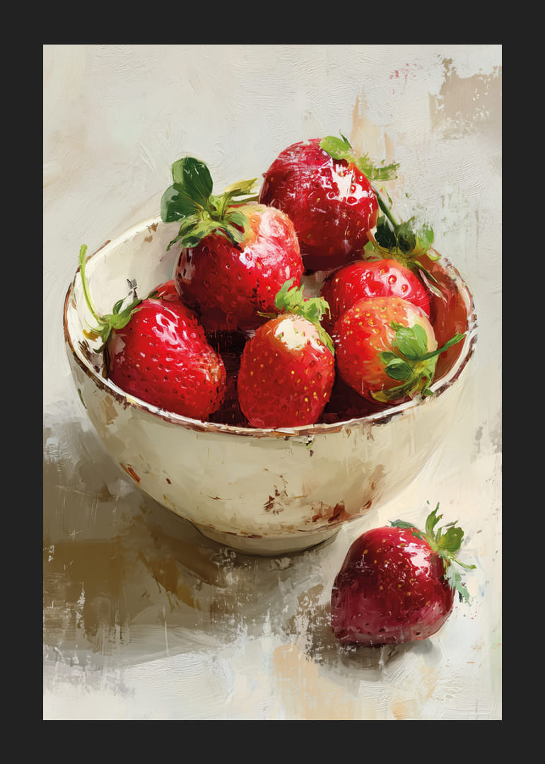 Friska jordgubbar lyser i rustik skål, fylld av sommarkänsla-12