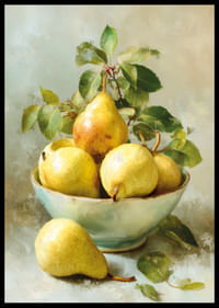 Poires dorées dans un bol au charme artistique-2