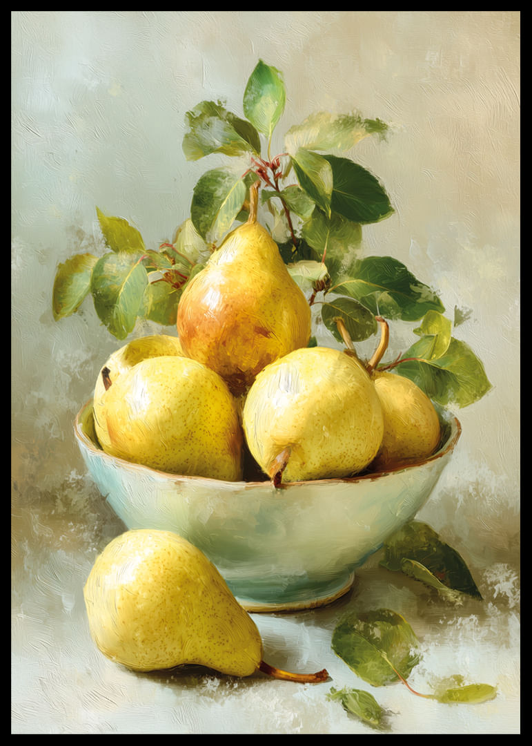 Poires dorées dans un bol au charme artistique-12