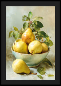 Golden pears in a bowl with artistic charm-4