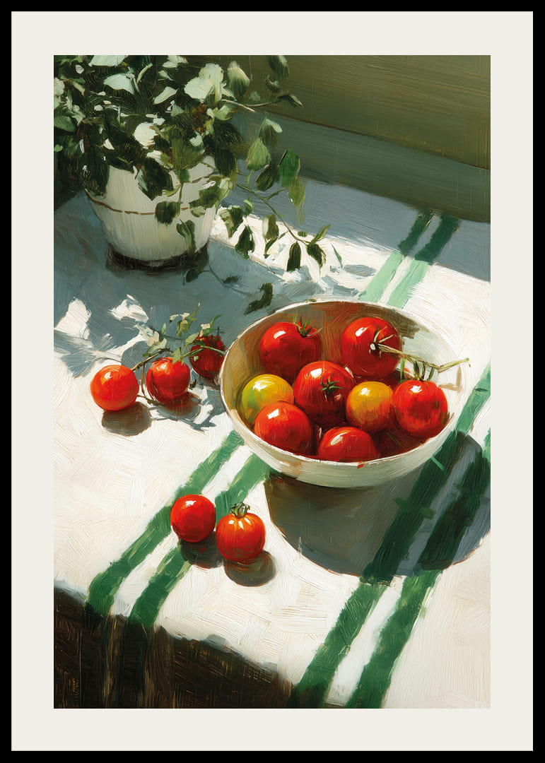 Sunlit tomatoes in a bowl create a homely feel-12