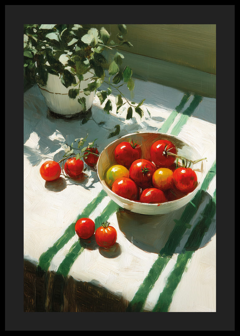 Sunlit tomatoes in a bowl create a homely feel-12