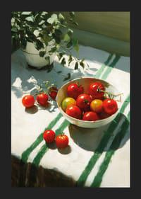 Sunlit tomatoes in a bowl create a homely feel-5