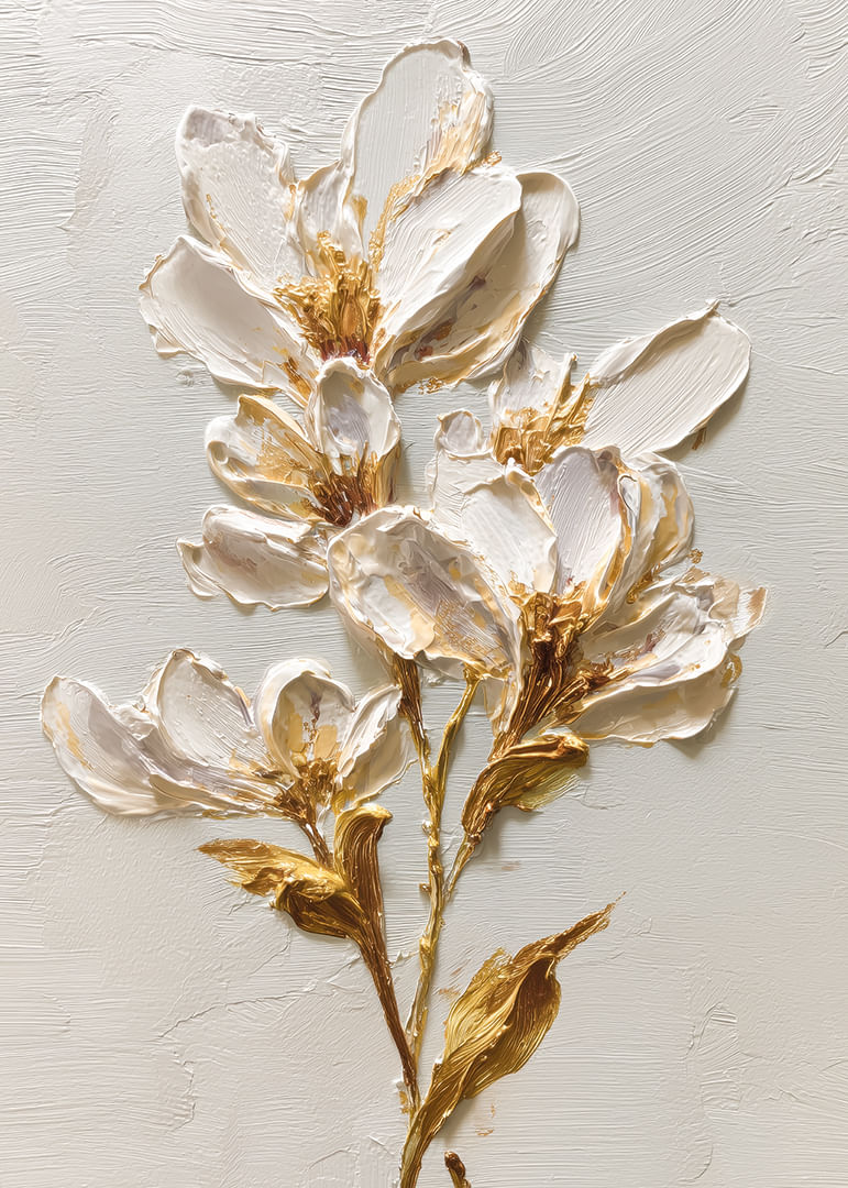 Magnolia expressif aux coups de pinceau dorés-12