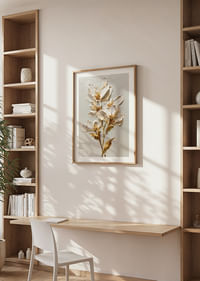 Magnolia expressif aux coups de pinceau dorés-4