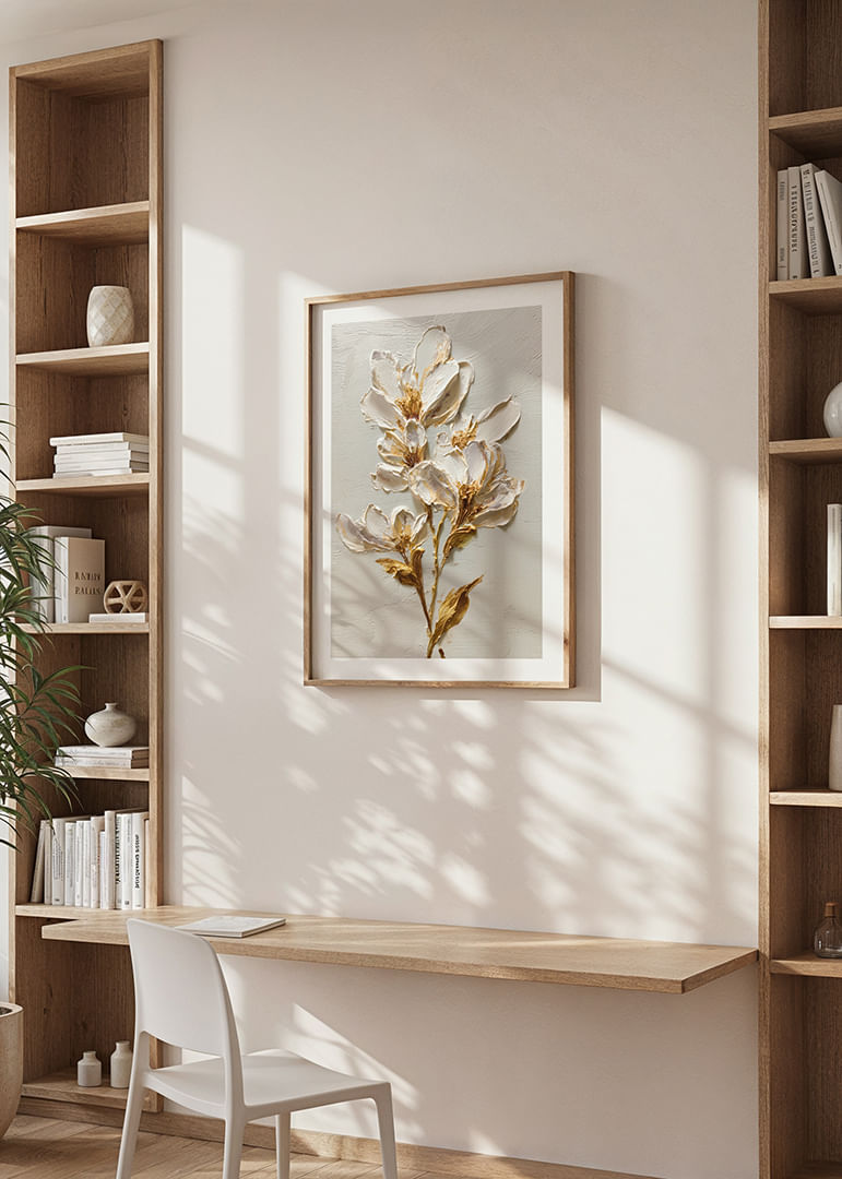 Magnolia expressif aux coups de pinceau dorés-12