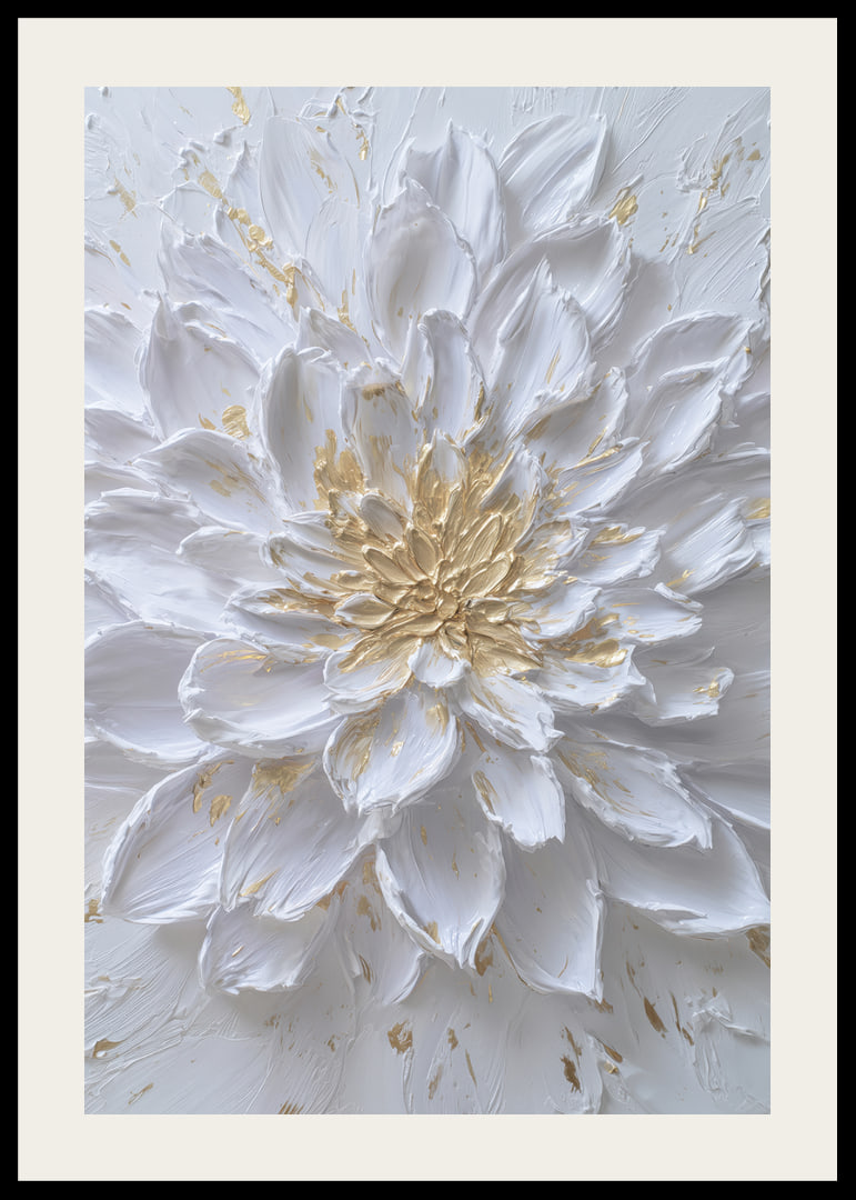 Witte bloem met gouden details die elegantie uitstralen-12