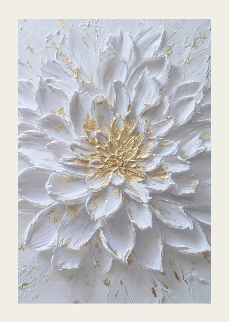 Witte bloem met gouden details die elegantie uitstralen-12