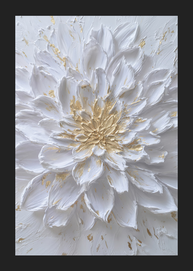 Witte bloem met gouden details die elegantie uitstralen-12
