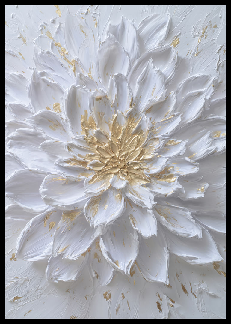 Witte bloem met gouden details die elegantie uitstralen-12