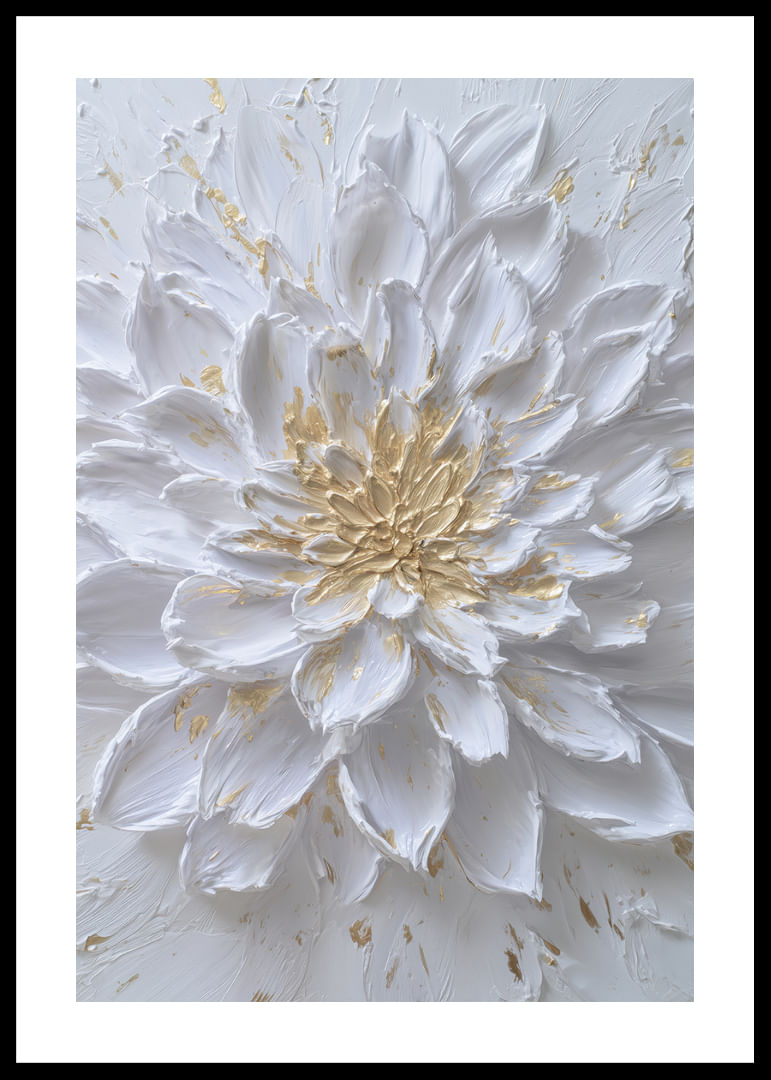 Witte bloem met gouden details die elegantie uitstralen-12