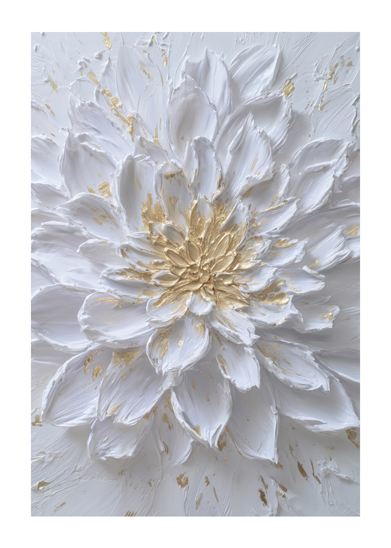 Witte bloem met gouden details die elegantie uitstralen-12