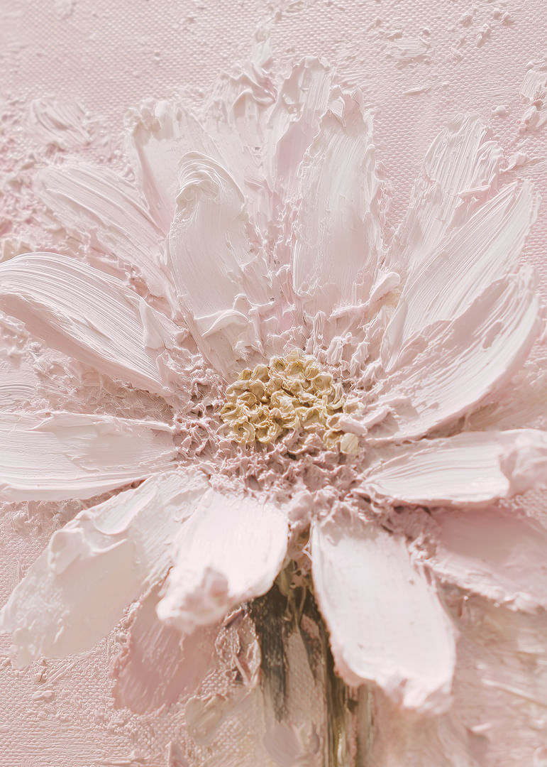 Zachte penseelstreken vormen een dromerige bloem in lichtroze-12