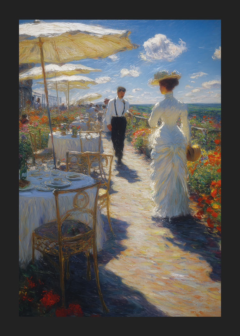 Une scène ensoleillée d'élégance et de style intemporel dans un magnifique jardin-12