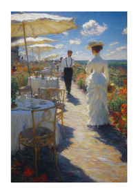 Slnečná scenéria elegancie a nadčasového štýlu v krásnej záhrade-1