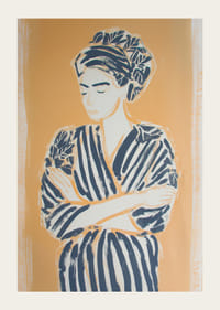 Relaxed woman in warm colors creates harmony-3