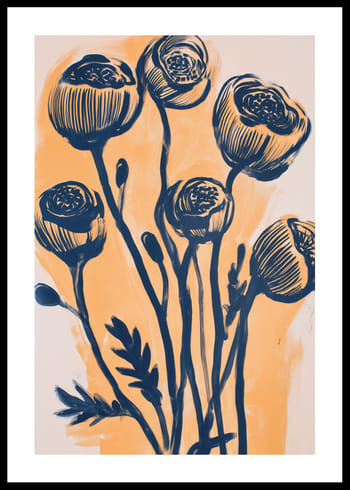 Póster Navy Floral Symphony