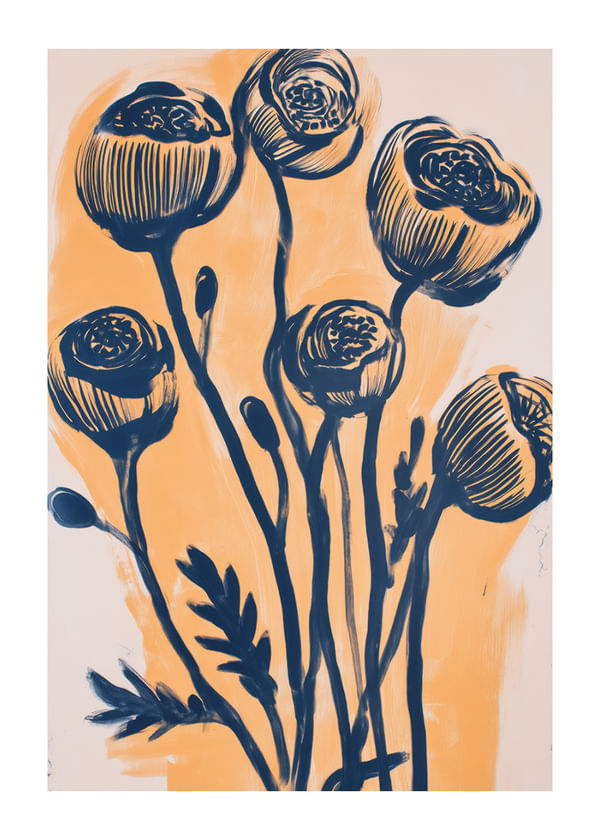 Plakat Navy Floral Symphony