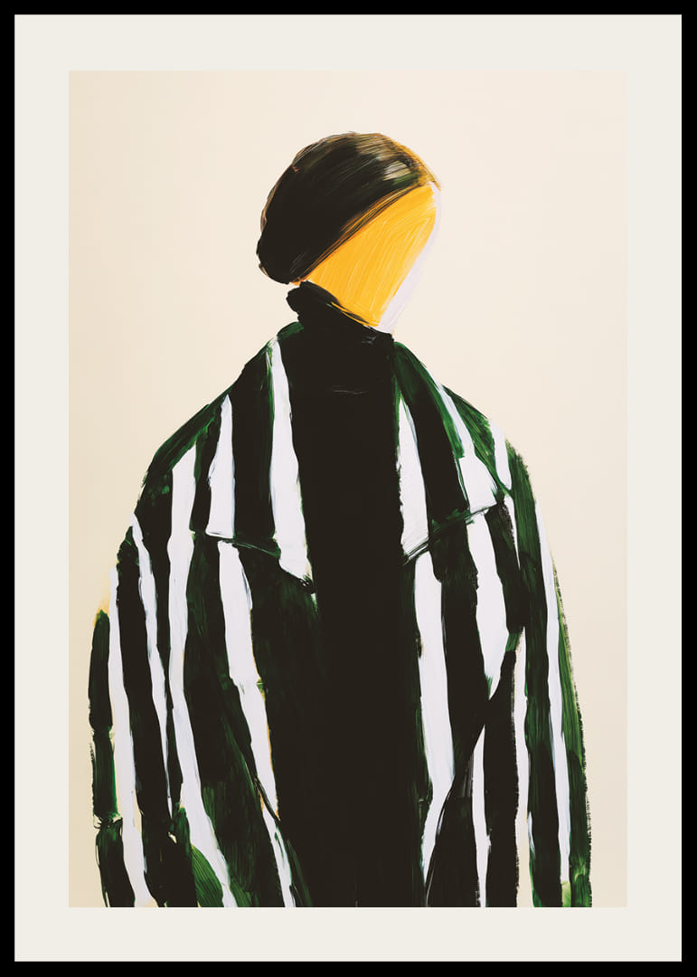 En abstrakt figur definieras av kontrasterande linjer-12