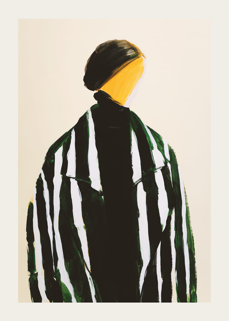 En abstrakt figur definieras av kontrasterande linjer-12