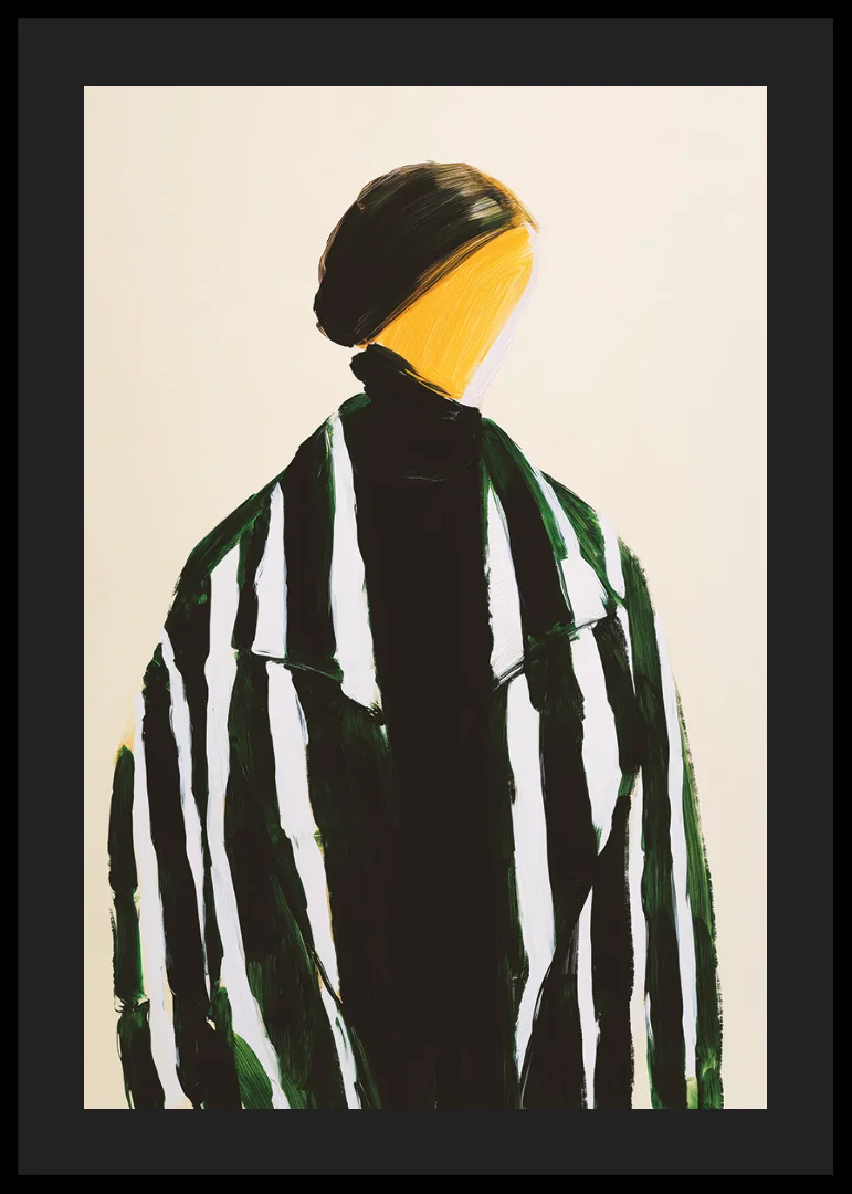 En abstrakt figur definieras av kontrasterande linjer-12