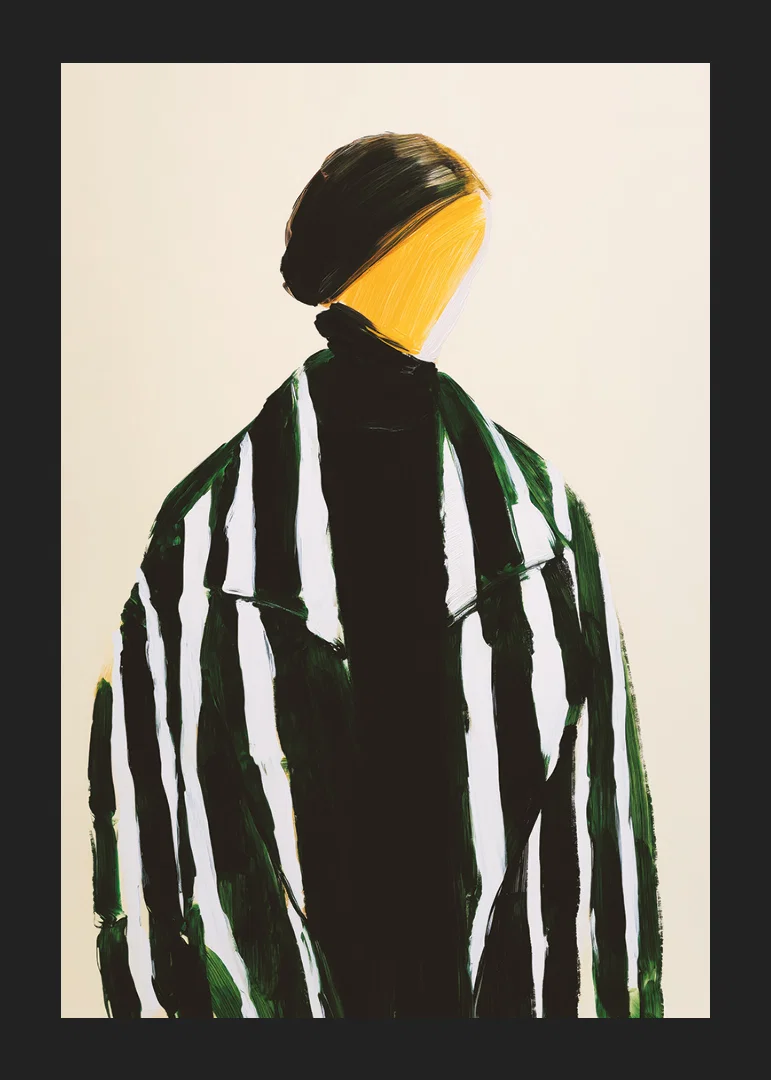 En abstrakt figur definieras av kontrasterande linjer-12