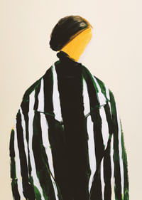 Una figura abstracta se define por líneas contrastantes.-3