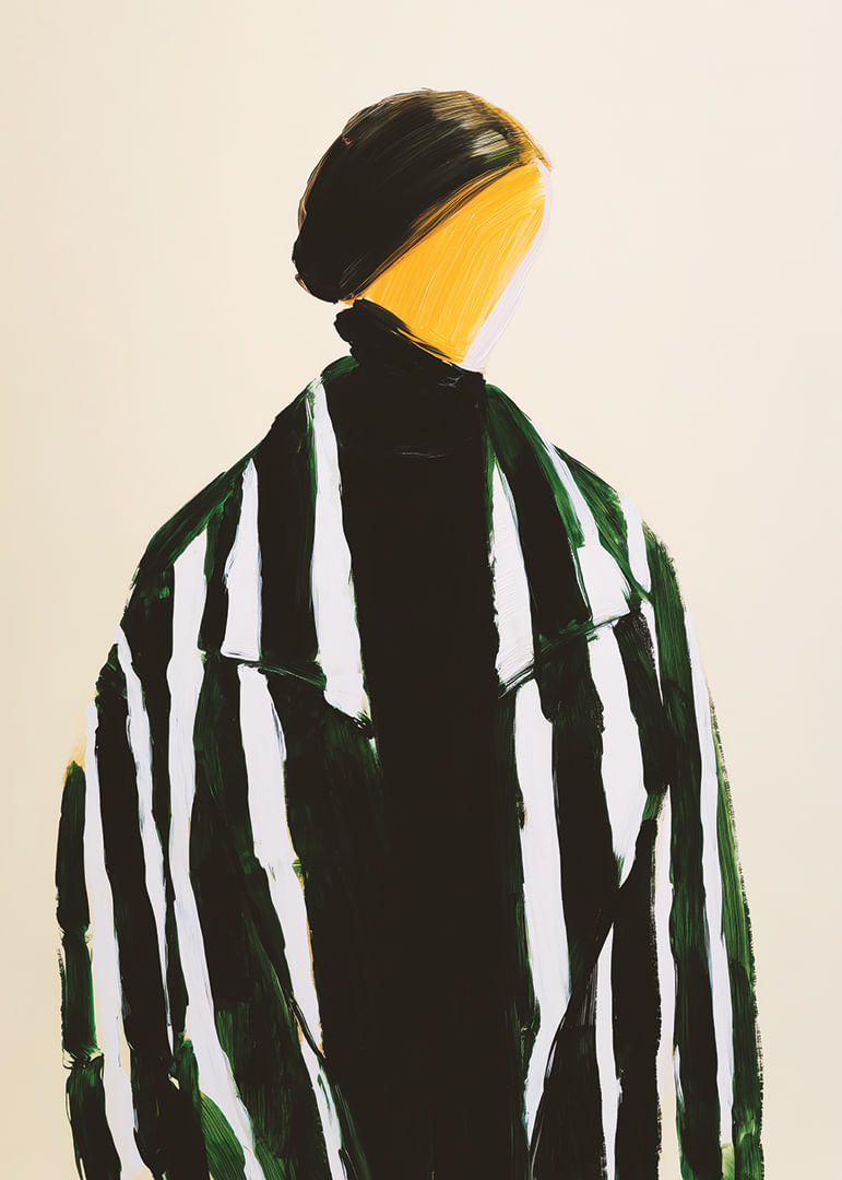 Una figura abstracta se define por líneas contrastantes.-12