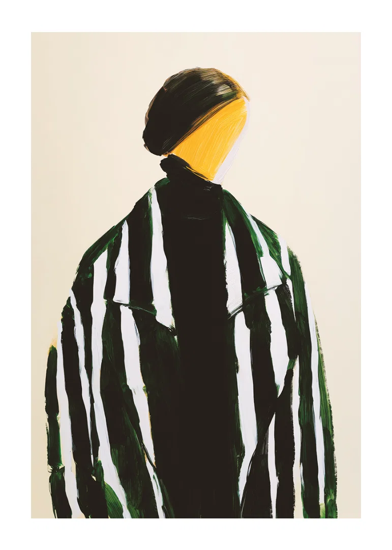 En abstrakt figur definieras av kontrasterande linjer-12