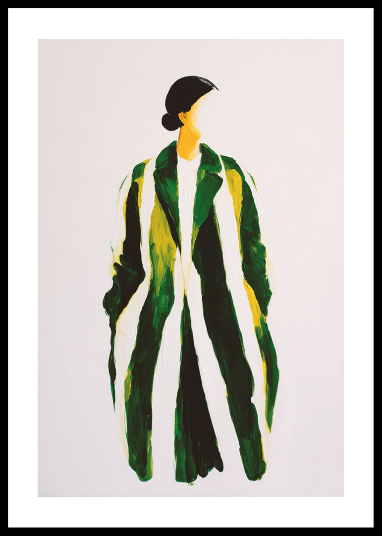 Elegancia abstracta en verde y amarillo que llama la atención.-12