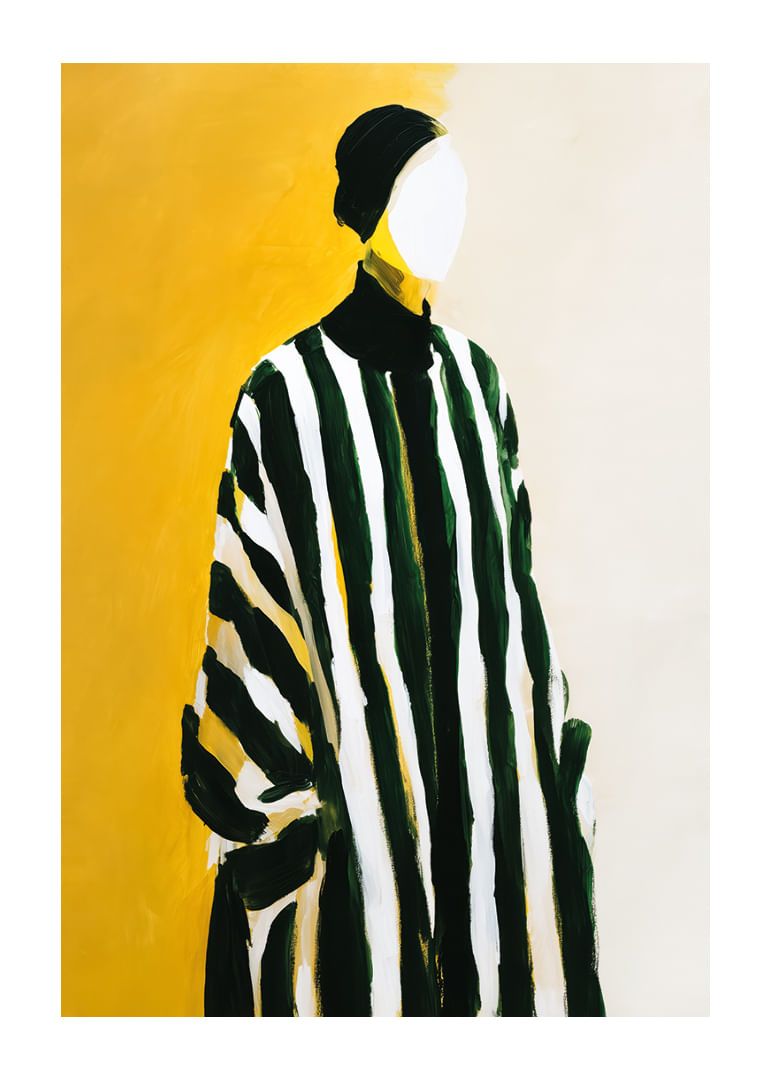 Las rayas marcadas se encuentran con un fondo amarillo en una elegancia atemporal-12