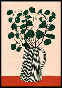 Elegant green foliage in a striped jug-2