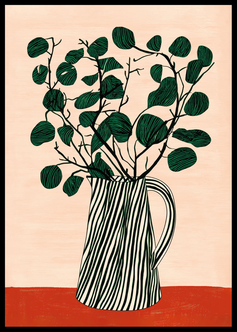 Elegant green foliage in a striped jug-12