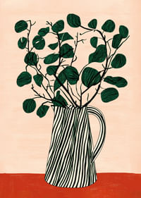 Elegant green foliage in a striped jug-3