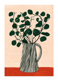 Elegant green foliage in a striped jug-1