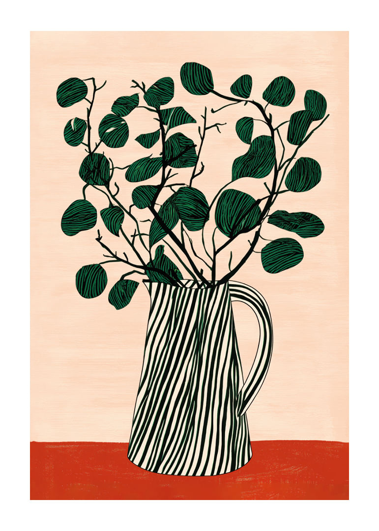 Elegant green foliage in a striped jug-12