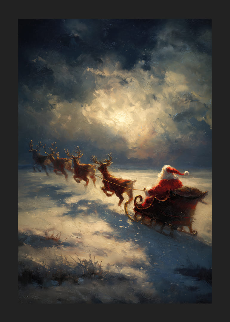A magical sleigh ride through a winter landscape under the starry sky-12