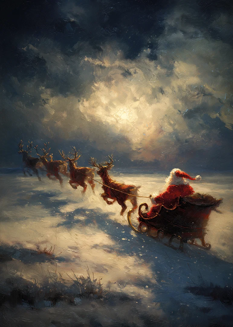 A magical sleigh ride through a winter landscape under the starry sky-12